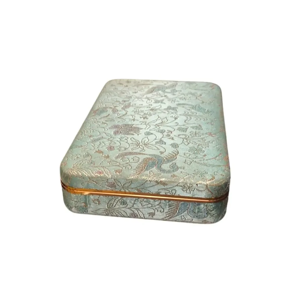 Vintage sea foam gold accents jewelry box oriental Asian travel trinket box